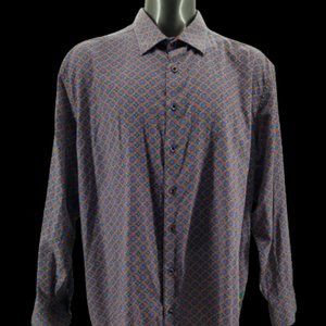 Robert Graham 3XL Mens Purple Geometric Design Long Sleeve Flip Cuff Shirt